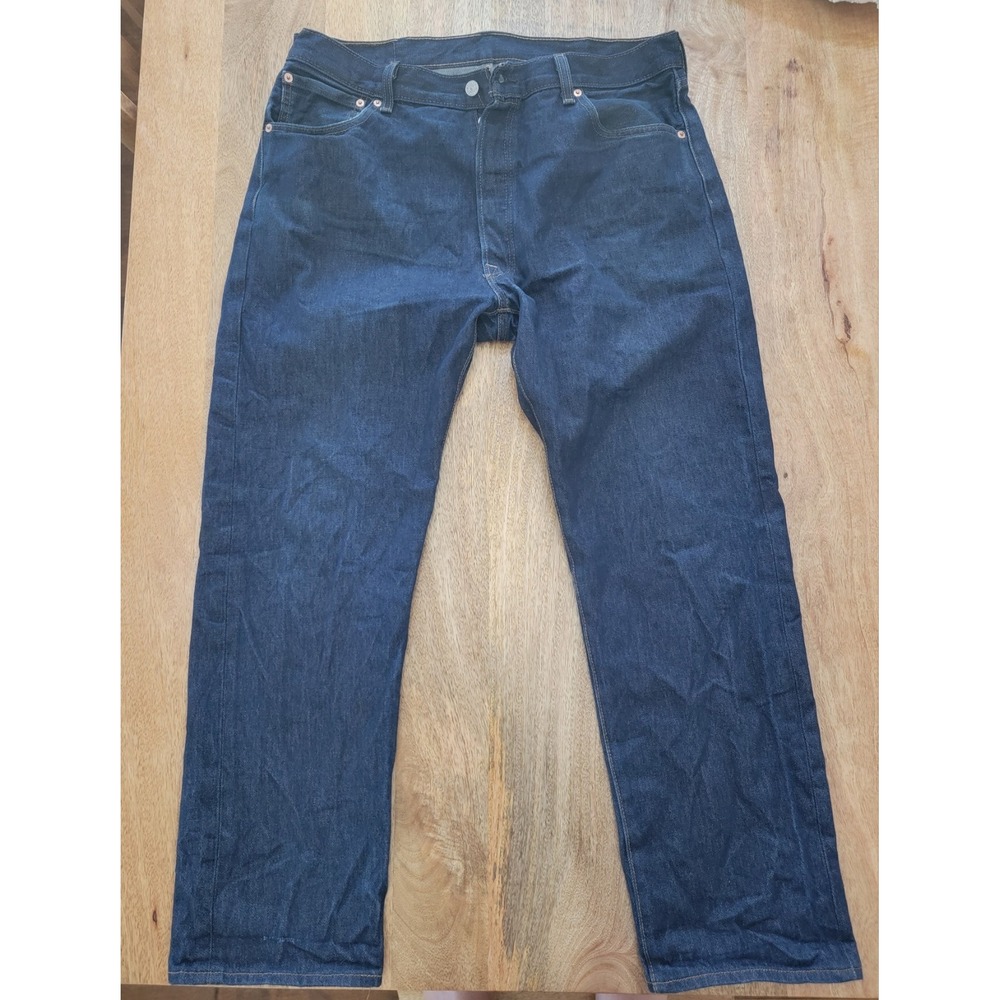 Levi's 501 Button Fly Jeans Mens 38x32 Blue Straight Dark Wash